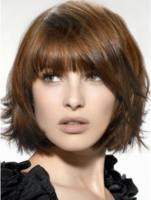 Auburn Straight Chin Länge Bobs Capless Günstige Perücken Zum Verkauf