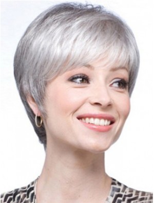 Kurze Perücken UK Straight Style Mit Capless Grey Cut