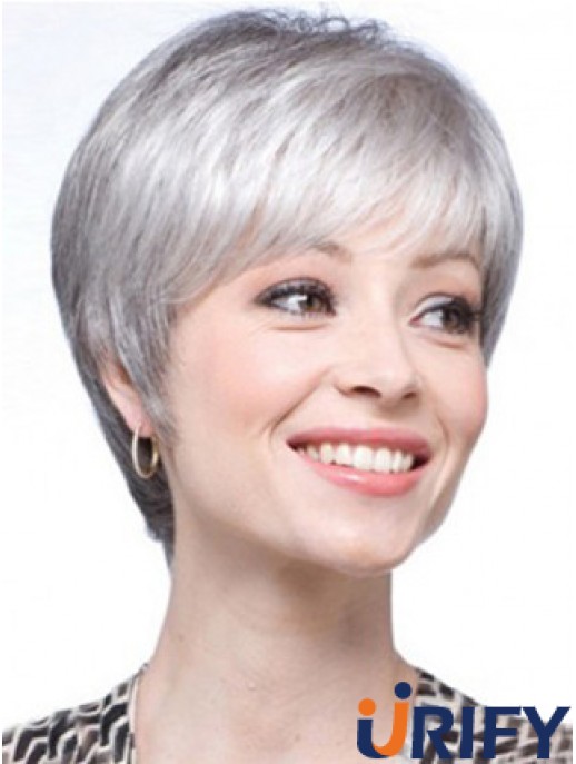 Kurze Perücken UK Straight Style Mit Capless Grey Cut