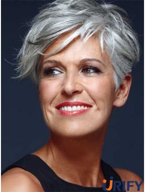 Perücken in Großbritannien mit Capless Short Length Straight Style Grey Cut