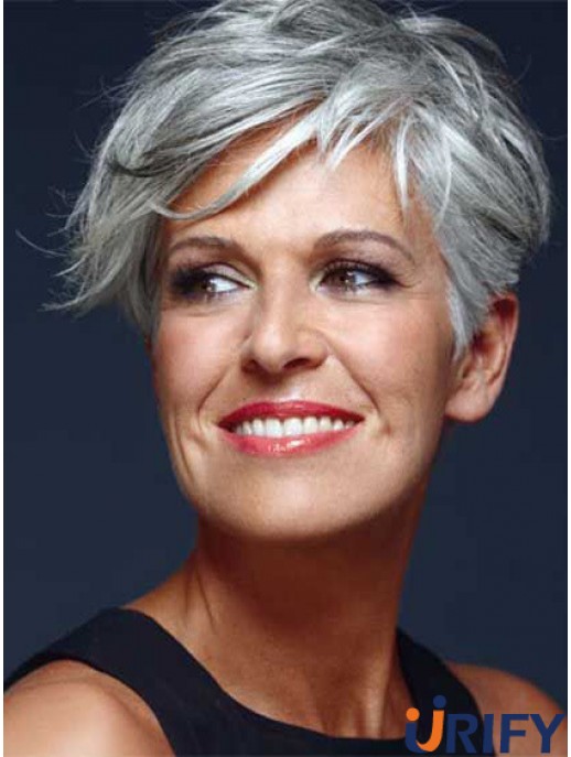 Perücken in Großbritannien mit Capless Short Length Straight Style Grey Cut