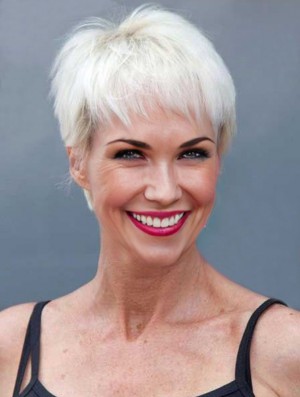 Kaufen Sie Perücken mit Remy Capless Straight Style Short Length Grey Cut