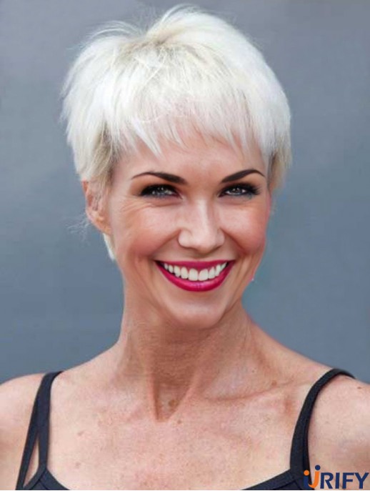 Kaufen Sie Perücken mit Remy Capless Straight Style Short Length Grey Cut