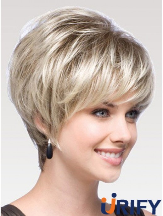 Straight Layered Kurz Synthetische Perücken
