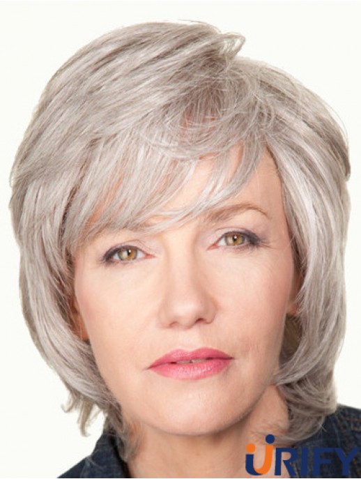 Wellenförmige Spitze vorne 12  inchNew Chin Length Grey Perücken