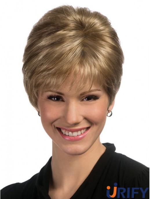 Straight Boycuts Cropped Ideal Blonde Synthetic Perücken