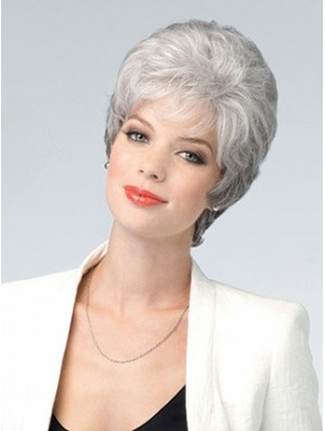 Lace Front Perücke Grey Cut Welliger Stil Kurze Länge Mit Remy