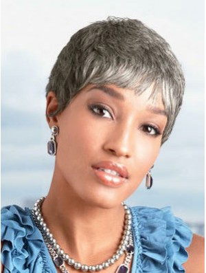 Ladies Grey Perücken Kinnlänge Straight Style Grey Cut