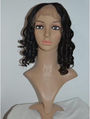 14  inchLace Front Curly Black No-Fuss U-Teil Perücken