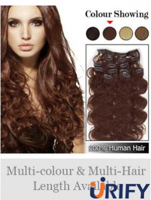 Hochwertige Auburn Wavy Remy Echthaarspange in Haarverlängerungen