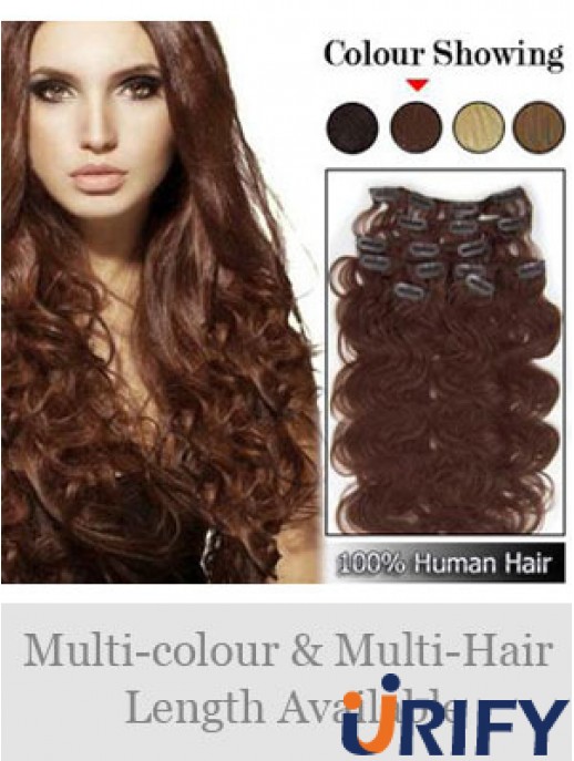 Hochwertige Auburn Wavy Remy Echthaarspange in Haarverlängerungen