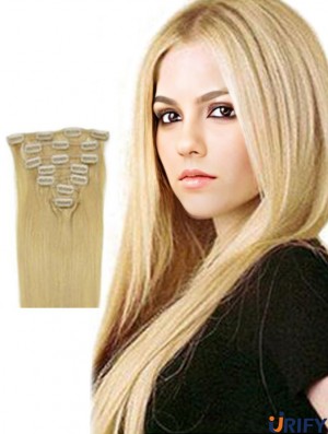 Fabulous Blonde Straight Remy Echthaarspange in Haarverlängerungen