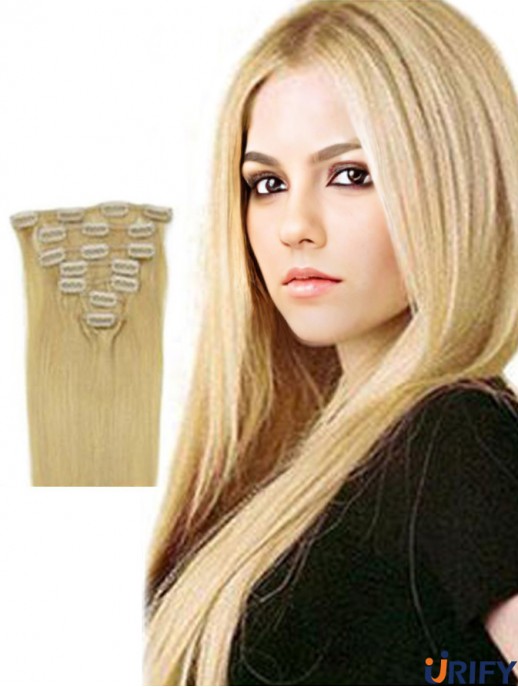 Fabulous Blonde Straight Remy Echthaarspange in Haarverlängerungen
