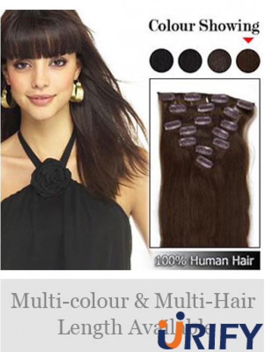Flexibilität Brown Straight Remy Echthaarspange in Haarverlängerungen