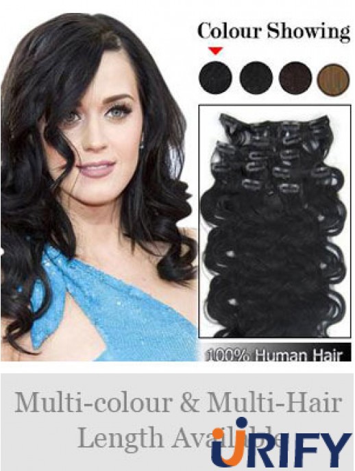 Online Black Wavy Remy Echthaarspange in Haarverlängerungen
