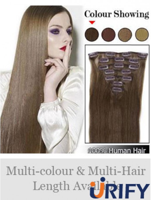 Beste Brown Straight Remy Echthaarspange in Haarverlängerungen