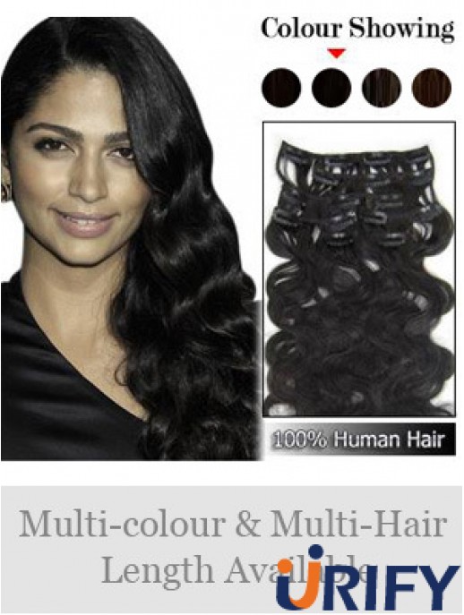 Great Black Wavy Remy Echthaarspange in Haarverlängerungen