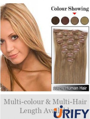 Weiche blonde gerade gerade menschliche Haarspange in Haarverlängerungen