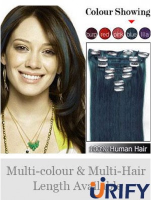 Clip In Echthaarverlängerungen Straight Style Black Color