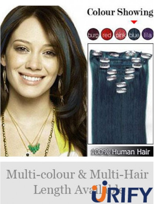Clip In Echthaarverlängerungen Straight Style Black Color