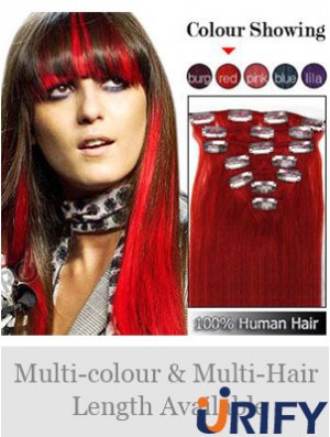 Top Red Straight Remy Echthaarspange in Haarverlängerungen