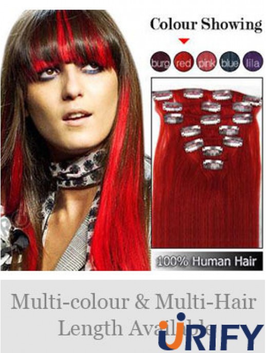 Top Red Straight Remy Echthaarspange in Haarverlängerungen