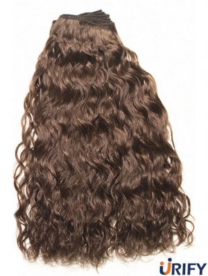 Curly Remy Menschenhaar Brown Top Weft Extensions