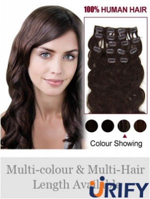 Beste Brown Wavy Remy Echthaarspange in Haarverlängerungen