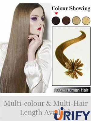 Brown Straight Modern Nail / U Tip Haarverlängerungen