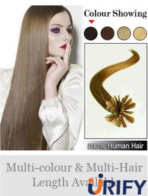 Brown Straight Modern Nail / U Tip Haarverlängerungen