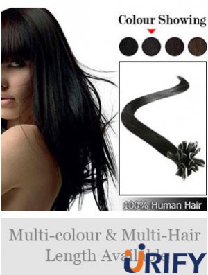 Black Straight Sleek Nail / U Tip Haarverlängerungen