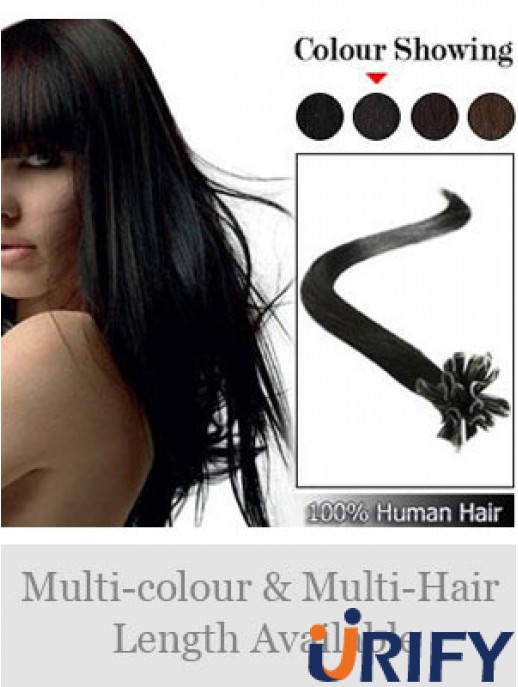 Black Straight Sleek Nail / U Tip Haarverlängerungen