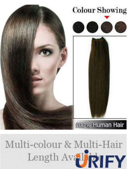 Straight Remy Menschenhaar Brown Soft Weft Extensions