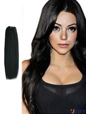 Straight Remy Echthaar Schwarz Trendy Schussverlängerungen