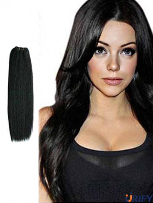 Straight Remy Echthaar Schwarz Trendy Schussverlängerungen