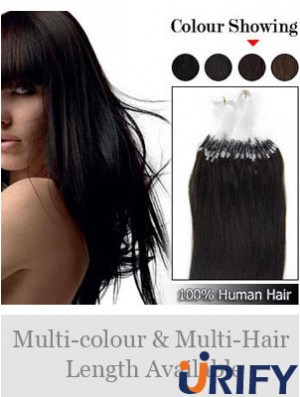 Schöne schwarze gerade Micro Loop Ring Haarverlängerungen