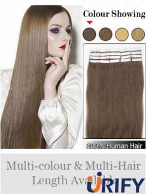 Brown Straight Convenient Remy Echthaarband in Haarverlängerungen