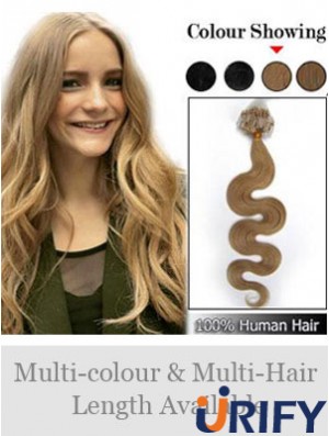 Stilvolle blonde gewellte Micro Loop Ring Haarverlängerungen