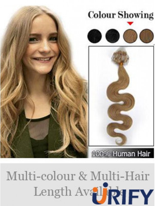 Stilvolle blonde gewellte Micro Loop Ring Haarverlängerungen