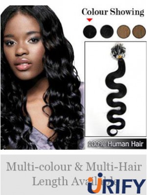 Top Black Wavy Micro Loop Ring Haarverlängerungen