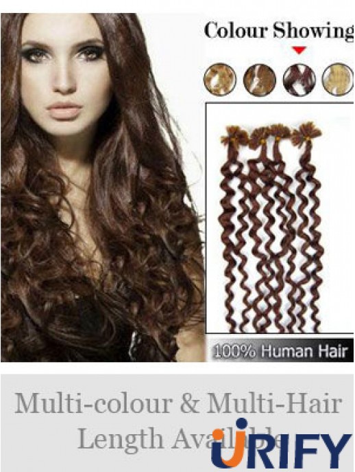 Auburn Curly Durable Nail / U Tip Haarverlängerungen