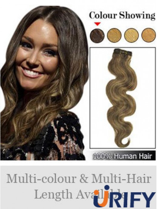 Schussverlängerungen mit Remy Wavy Style Brown Farbe
