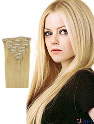 Clip In Haarverlängerungen Blonde Farbe Straight Style Mit Remy