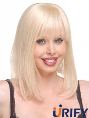 Günstige gerade blonde blonde Echthaar Haarteile