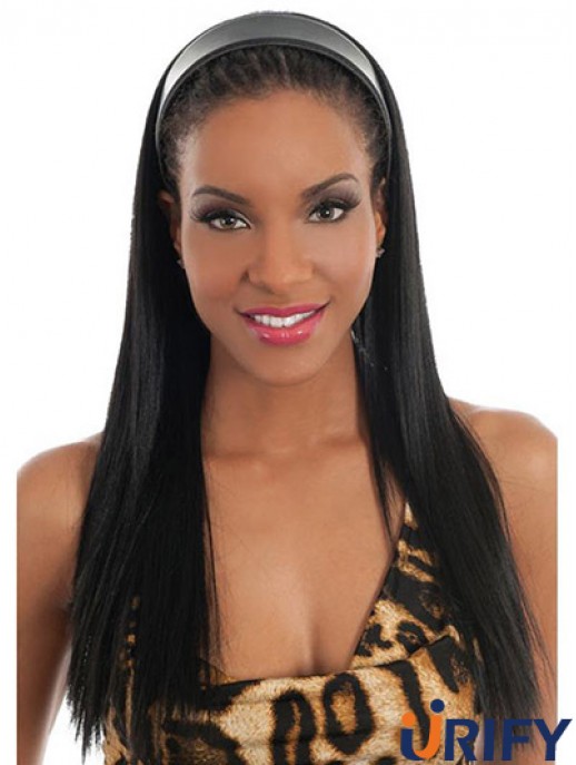 No-Fuss Black Synthetic Glattes Haar fällt