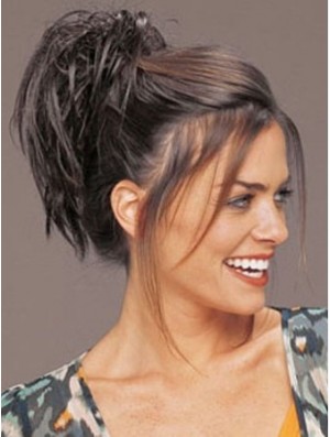 Clip On Haarteile Kurzes Haar mit synthetischer brauner Farbe Straight Style