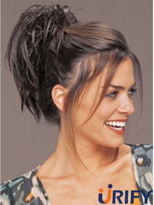 Clip On Haarteile Kurzes Haar mit synthetischer brauner Farbe Straight Style