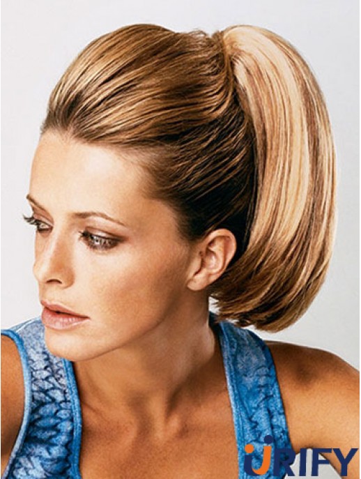 Pferdeschwanzverlängerungen Straight Style mit synthetischer brauner Farbe